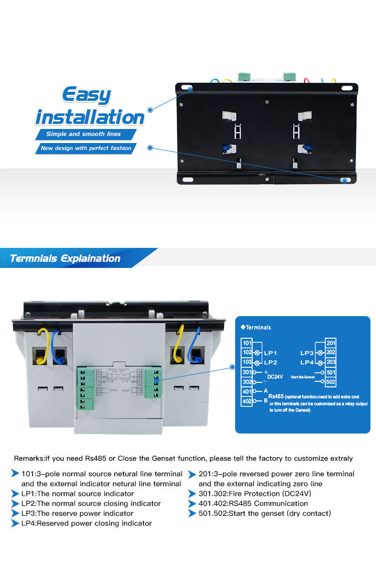 Intelligent Good quality 63A LED display dual(double) power automatic transfer switch in changeover switch
