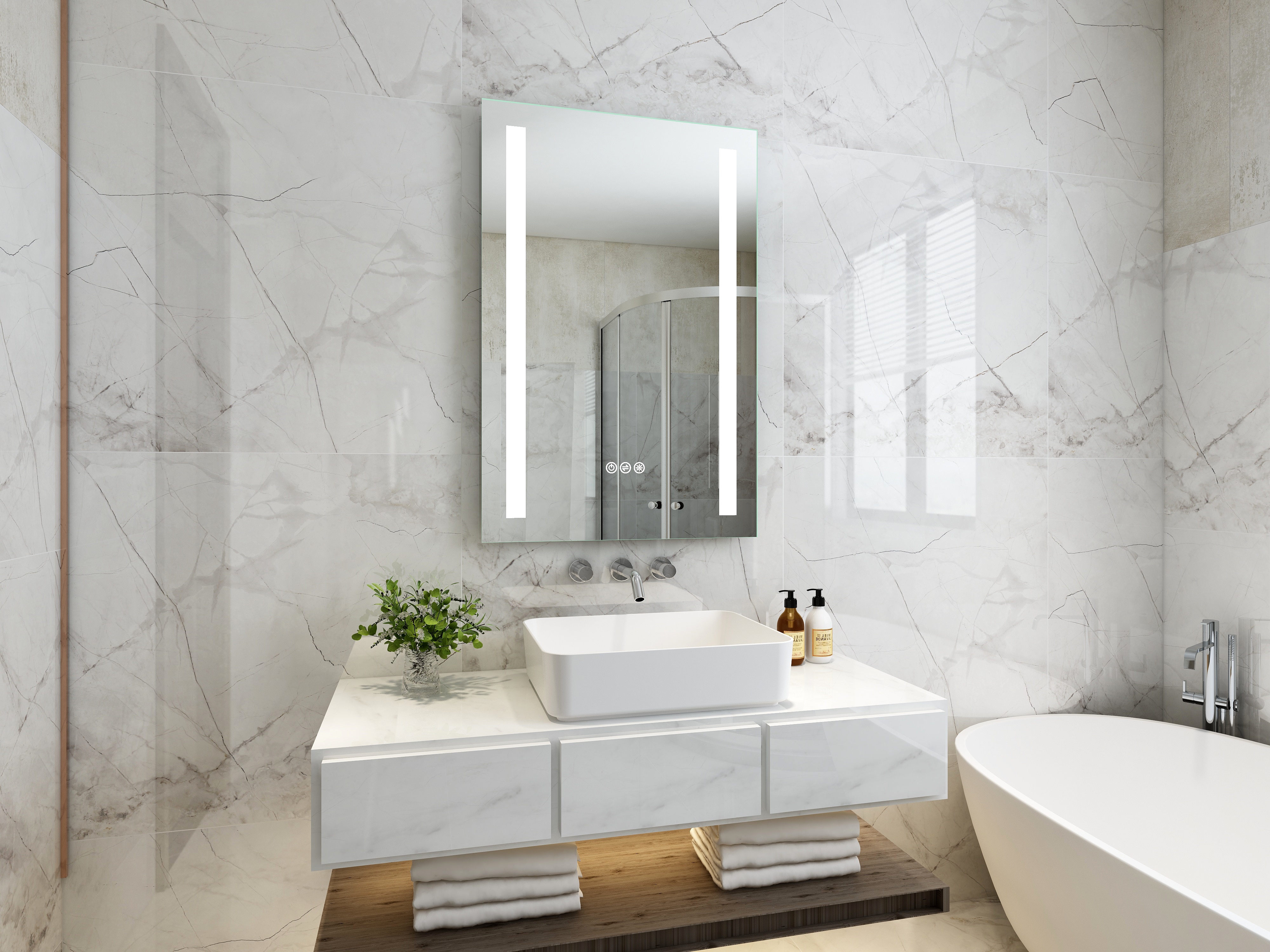 Oval Shape Modern Bathroom LED Mirror with Bluetooth Music Speaker and Smart Light