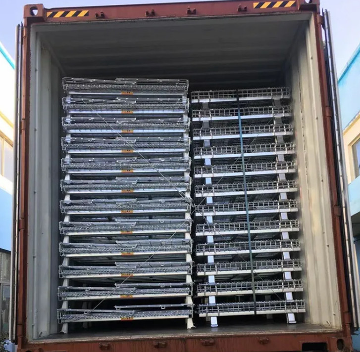 1000x1200mm Metal Steel Storage Welded Wire Mesh Pallet Cage Foldable Cage Container