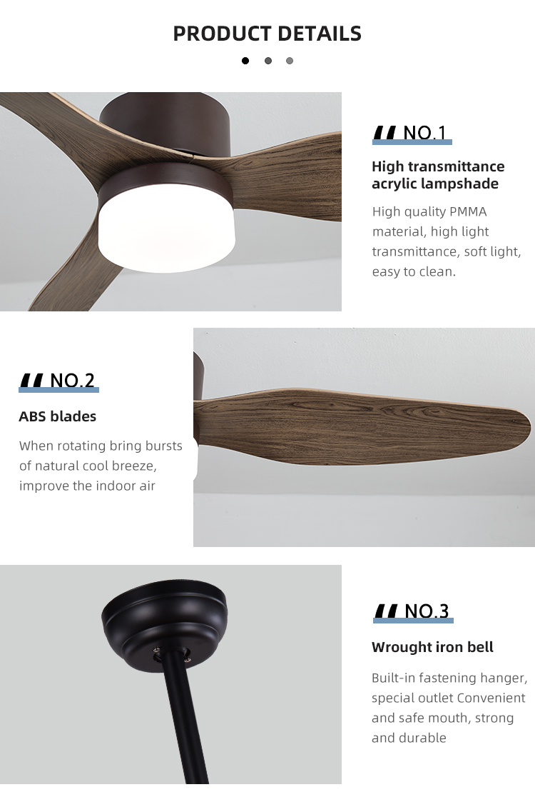 Remote Control 3CCT 47Inch Iron Outdoor ABS Blade Ceiling Fan For Home Office