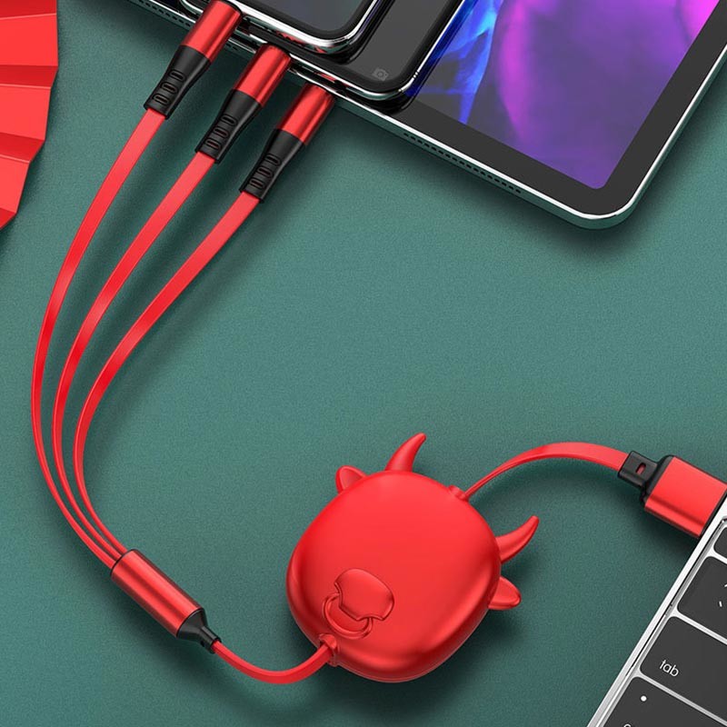 3A Multiple 1.20m Fast Charging USB Cables Black Red Or Custom