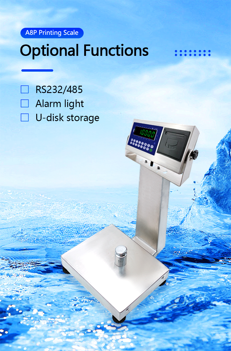 30kg Maximum Range LED Display Stainless Steel Waterproof Printing Platform Industry Scale