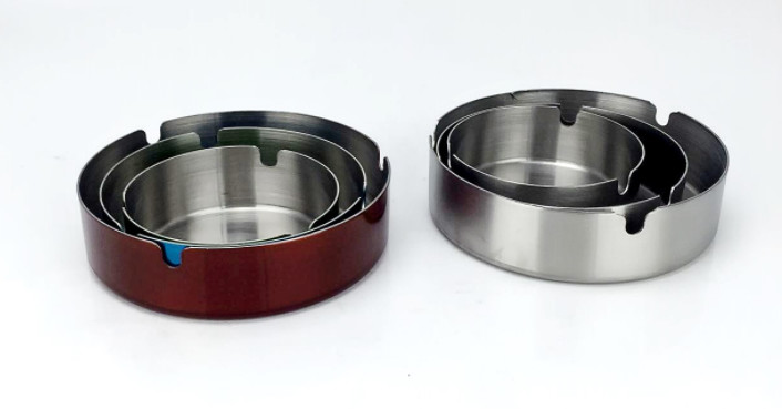 0.6mm Custom Tin Cans 12cm Stainless Steel Ashtray Outdoor