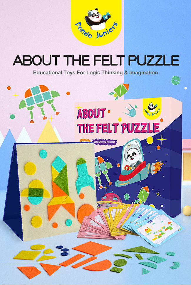 9 Basic Felt Geometric Shape Puzzles Creative Thinking Felt Animal Stickers CMYK Printing 0