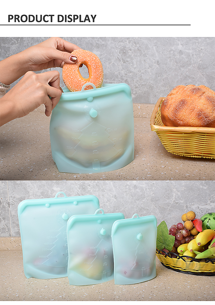 1.5L Sandwich Preservation Silicone Food Pouches Reusable Food Storage Bags