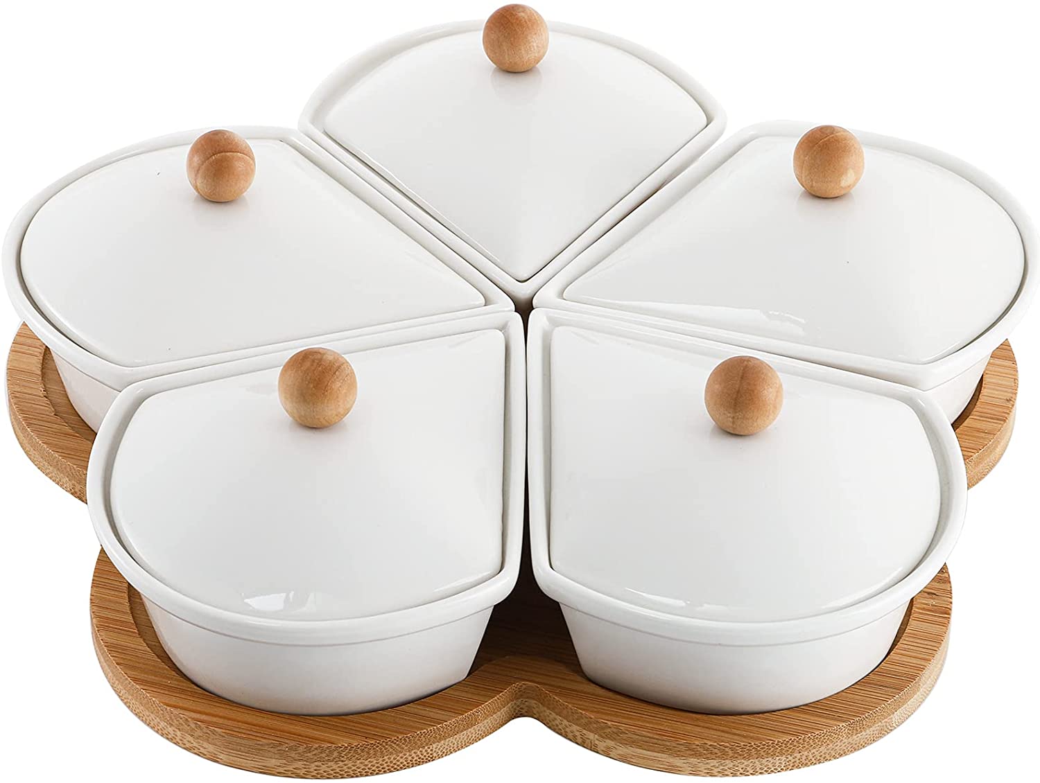 Circular Sector Shape Ceramic Divided Plate Tray For Appetizer Chips