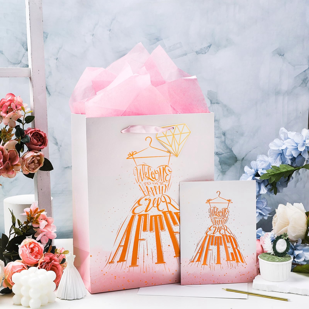 Custom Order Customised Logo Personalised Coated Paper Bag for Happy Wedding Gift