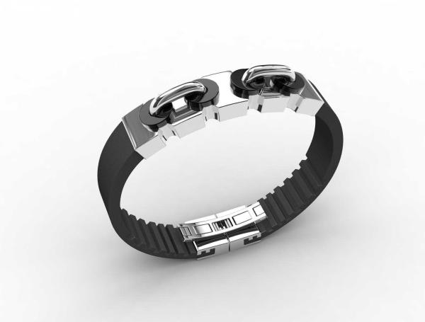 Top Quality Europe Fashion Stainless Steel Genuine Leather Silicone Bangle