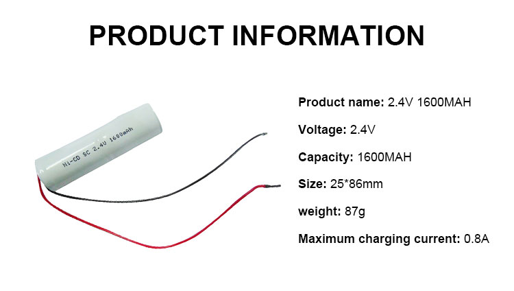Customized 2.4v Nicd Rechargeable Battery Pack Ni-Cd SC Size