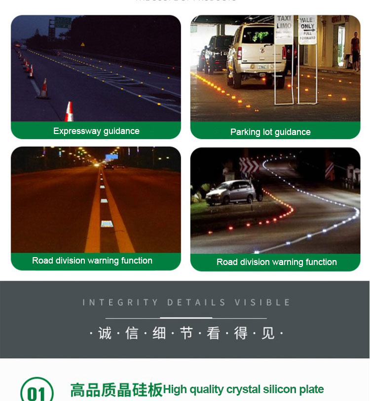 Road Traffic Equipment Solar Flashing Light Glass Road Stud with High Visible