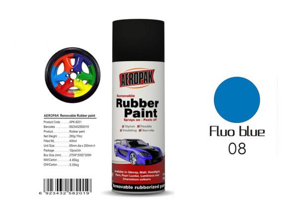 Quality Fluo Blue Color Removable Rubber Spray Paint , Peelable Car Paint Grade 2 Adhesion for sale
