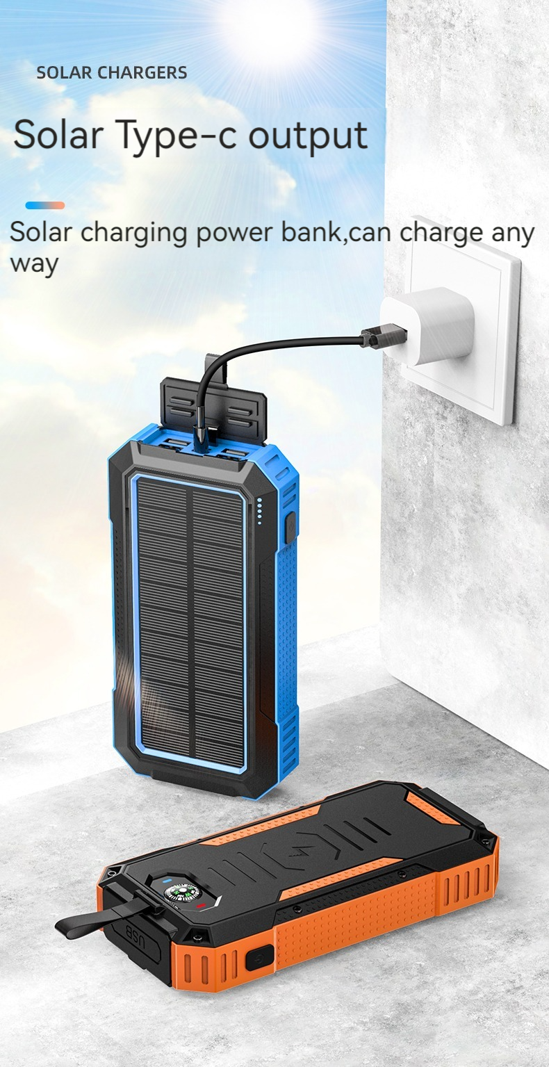 15W Output Power Private Mold Wireless Charging Solar Power Bank for iPhone 30000mAh