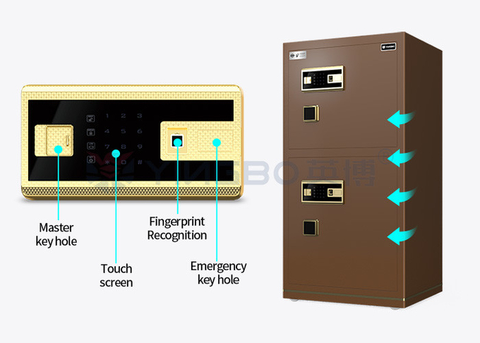 95kg Biometric Fingerprint Lock Safe Box Dual Alarm YB/N7-120D Coffee Office Lock Box