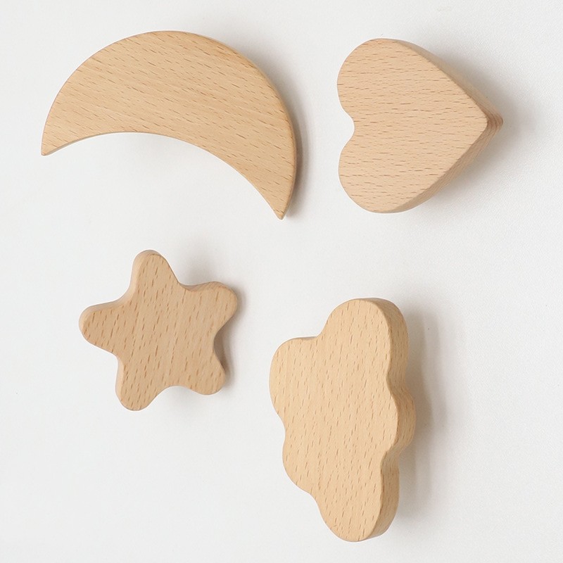 Beech Moon Love Shape Drawer Knobs Pulls Children Room Hardware