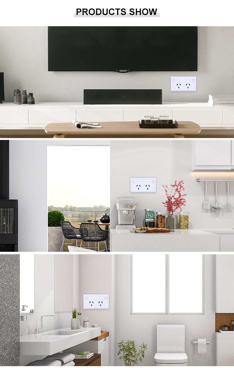 Smart Wifi Wall Socket Us Glass Panel Double Phone Alexa Google Voice Operated Tuya Smart Home System