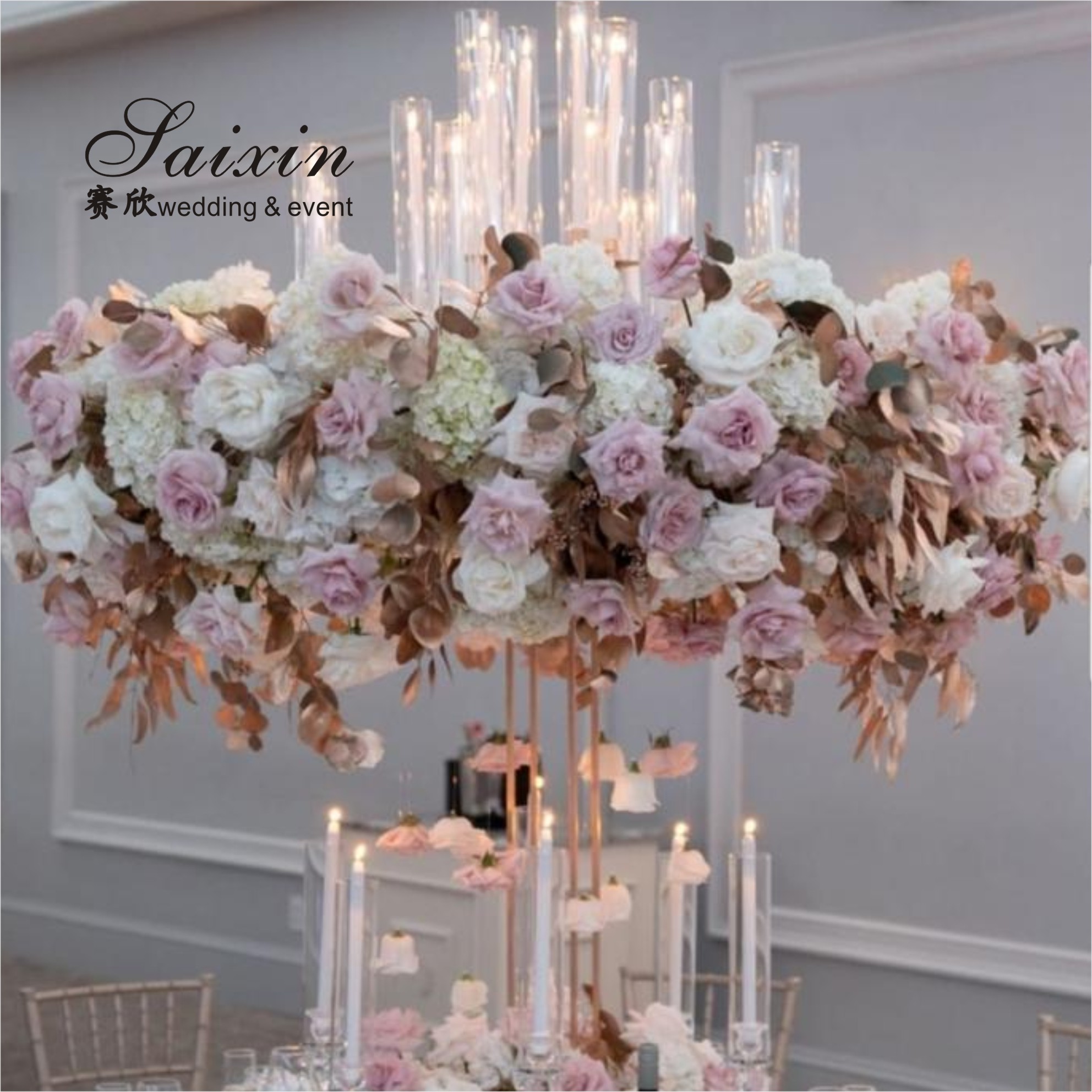 ZT-271B Wedding Party Tall Black 9 Arms Candlestick Holders For Wedding Table Centerpiece