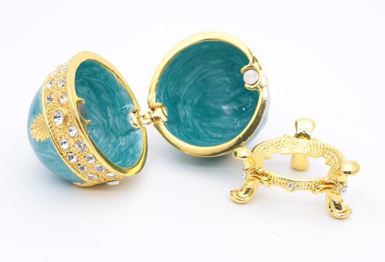 Russian Faberge Easter Egg Vintage Style Easter Egg Box Egg with Rich Enamel Sparkling Rhinestone Jewelry Trinket Box