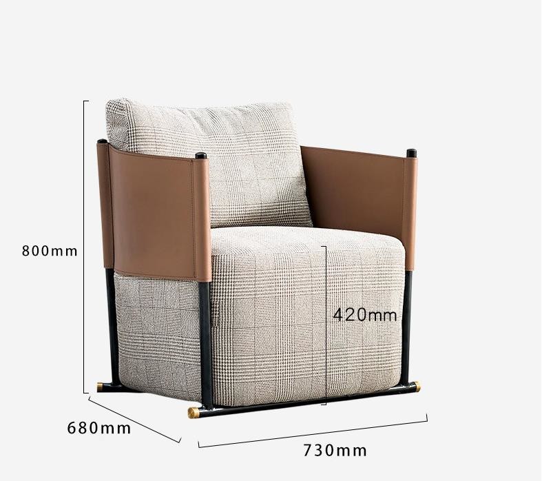 Nordic Single Sofa Chair Modern Leisure Fabric Stainless Steel