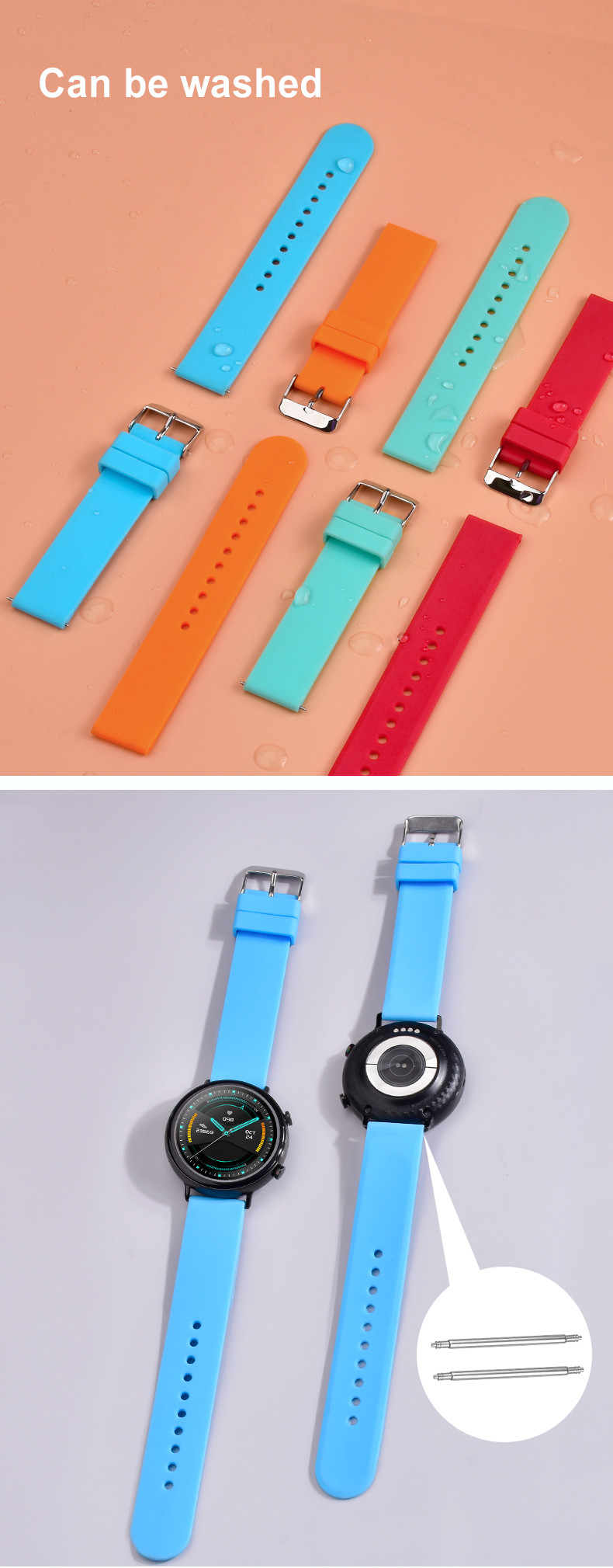 18mm TPU Watch Band , ODM Watch Straps For Small Wrists Yellow