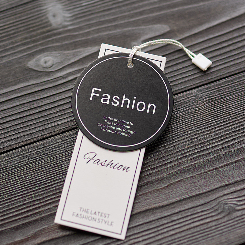 White Round Two Pieces Marble Gilded Coated Paper Hang Tags For Clothing Logo