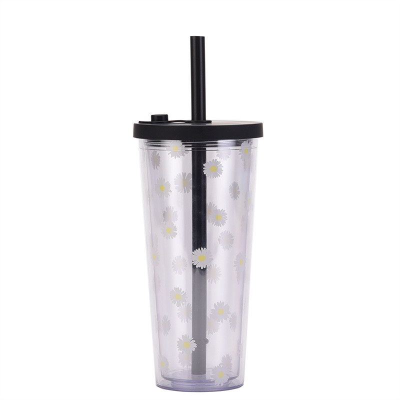 Acrylic Tumblers With Lids And Straws Skinny 16oz Double Wall