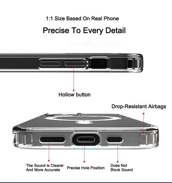 Anti-Yellowing Compatible Magsafe Phone Case Transparent Shockproof For iPhone 16