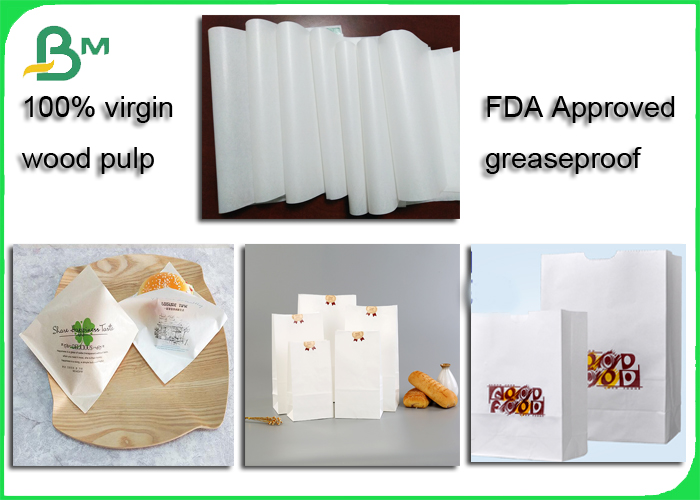 FDA 26 - 50gr White Paper Kraft Paper Roll high gloss with Grease Proof 