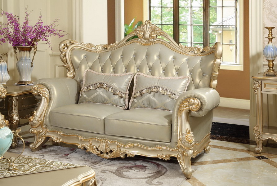 Luxury Classic French design of Living room Sofa sets 1+2+3 used Beech wood fame and Import Italy Leather upholstered