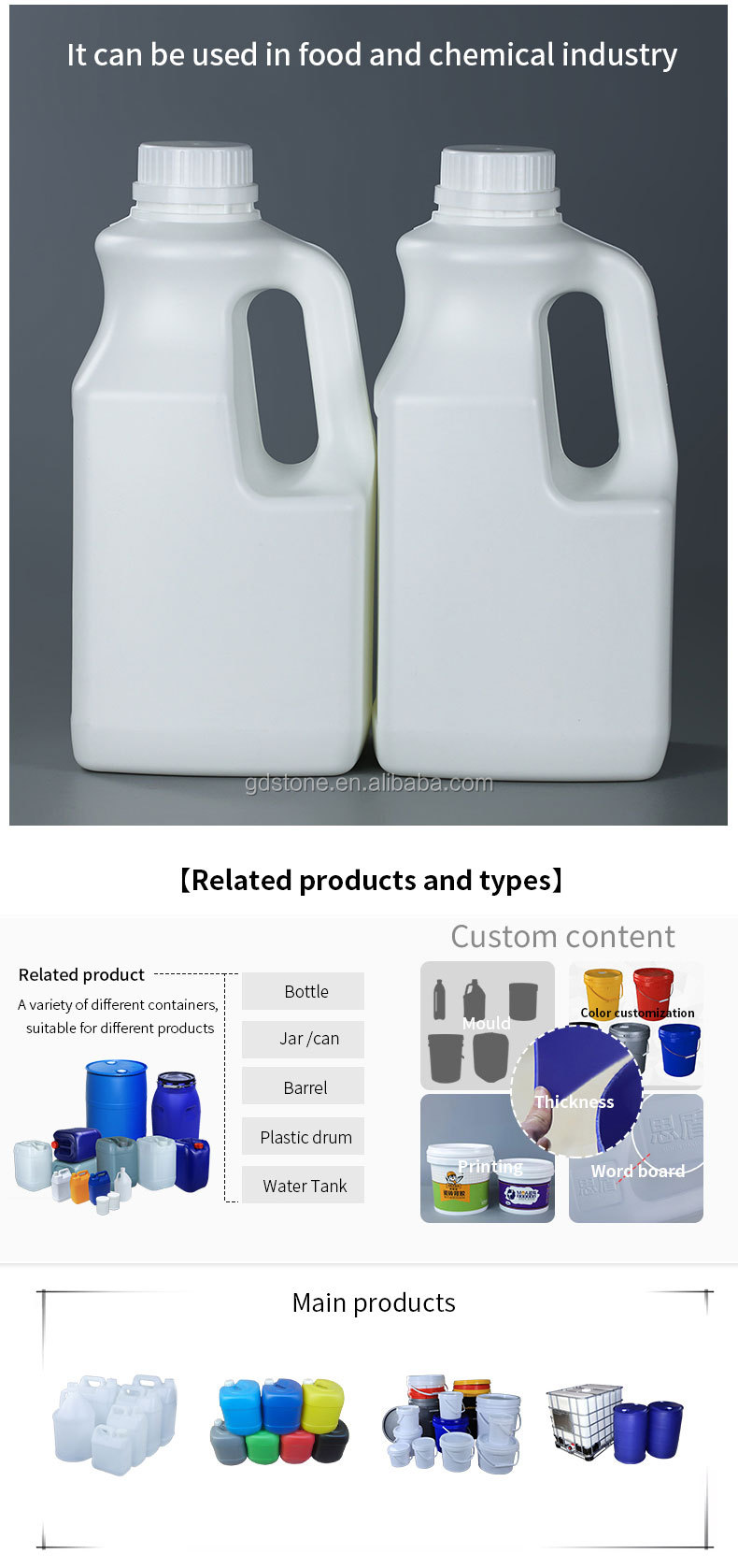 Reusable Screw Cap 2L HDPE Bottle Containers With Lids 150mm