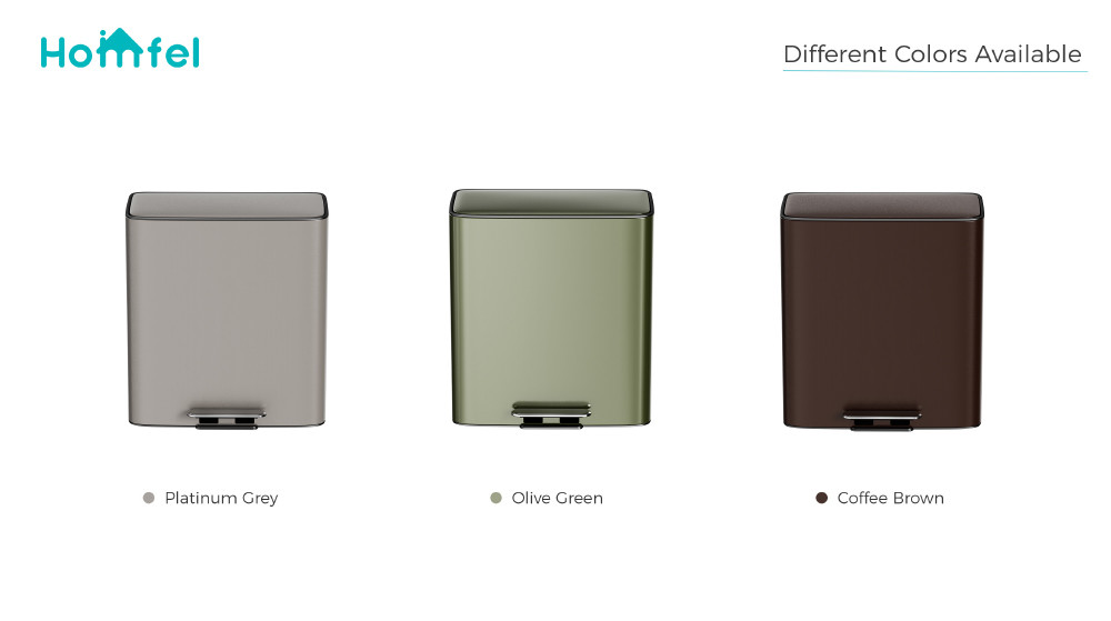 Rectangular Foot Operated Trash Can With Inner Bucket , Home Kitchen Step Trash Can