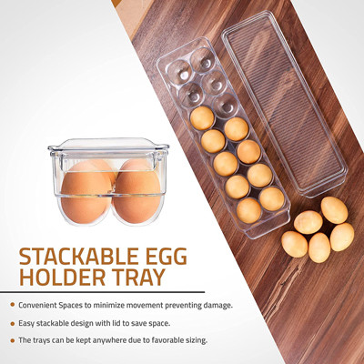 Kitchen 14PCS Refrigerator Egg Container With Lid And Handle