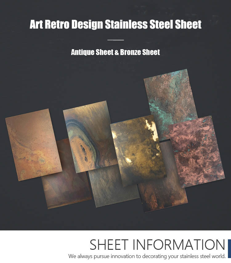 316 Decorative Stainless Steel Sheet PVD Color Coating Antique Bronze Color
