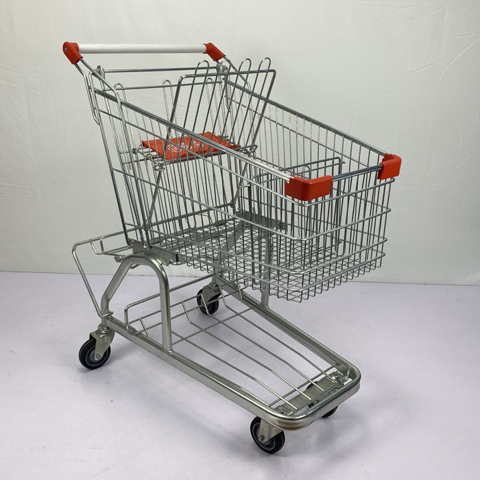 German Chain Grocery Store Shopping Cart Trolley 125L With Chassis And Beer Rack
