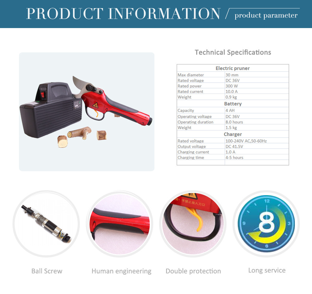 Swansoft 3.0CM Electric Bypass Pruner, Electric Pruning Shear, Electric Scissors for Vineyard and Orchard