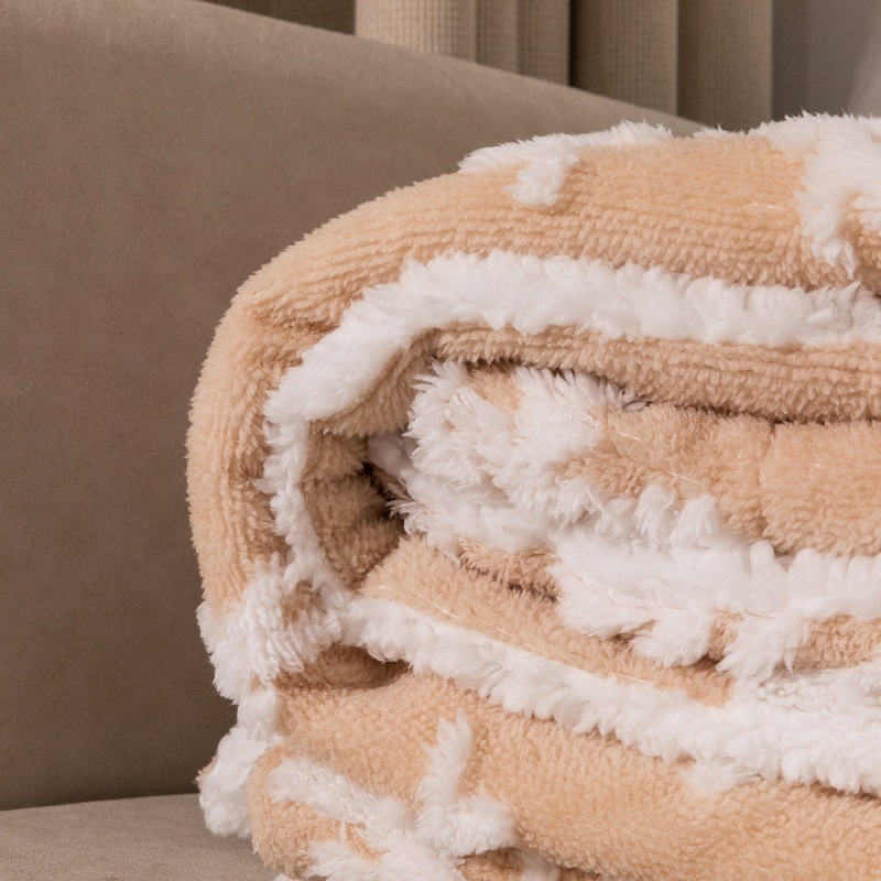 Anti-pilling Coral Fleece Double Layer Sherpa Plush Blanket for Customized Christmas Gifts