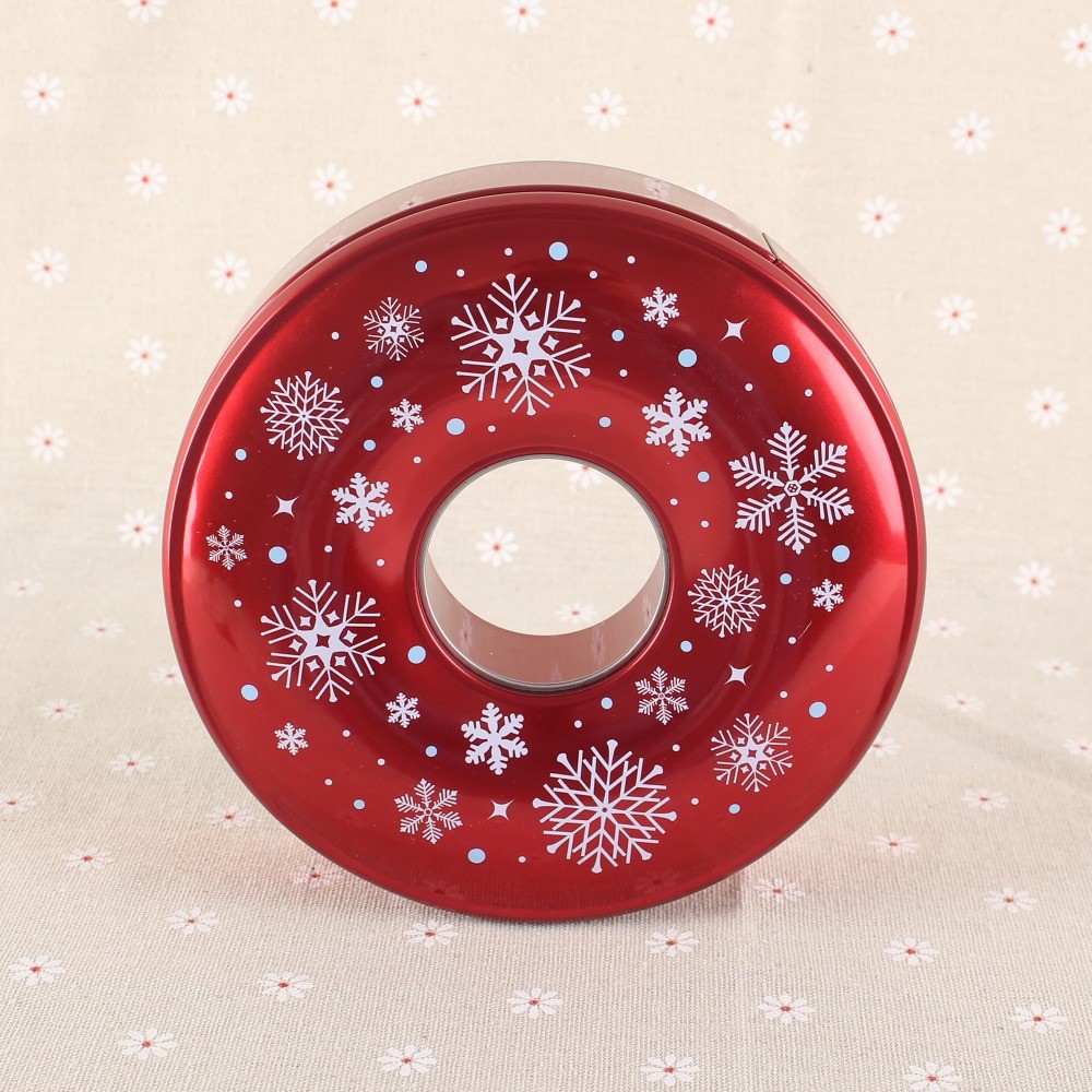 Ring Shaped Tin Boxes for Sale Donut Metal Tin Containers for Holidays Candy Storage Cans