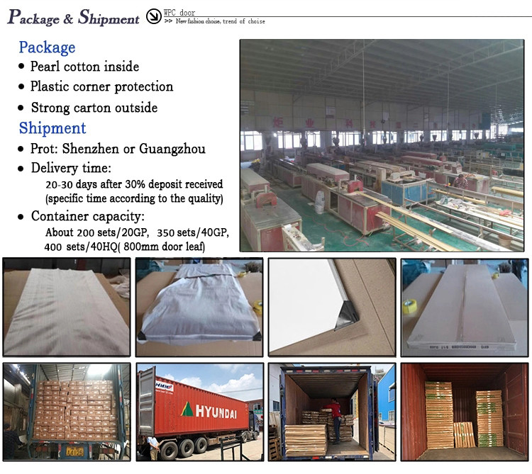 Waterproof Entrance Residential WPC Doors 45mm Thickness Bedroom Use