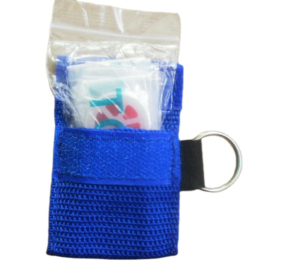 Custom Red Cross Pocket Cpr Mask Keychain With Gloves First Aid Face Shield Bag Pouch