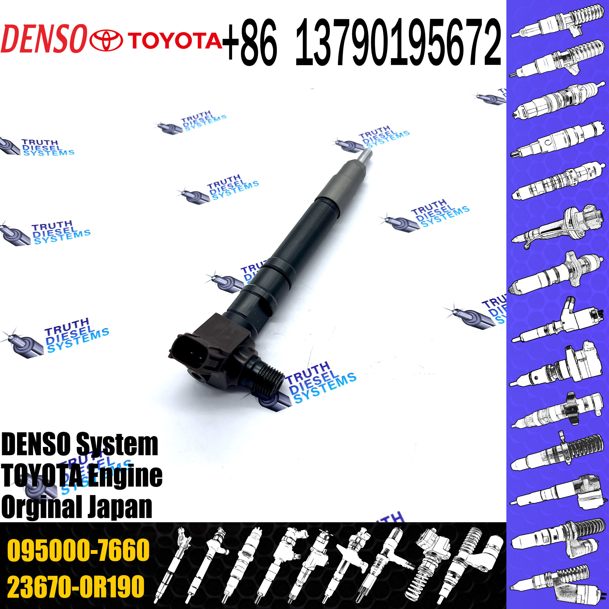 Fuel Injector 23670-0R190 Fuel Injector Assembly 095000-7660 For Toyota 1AD-FTV