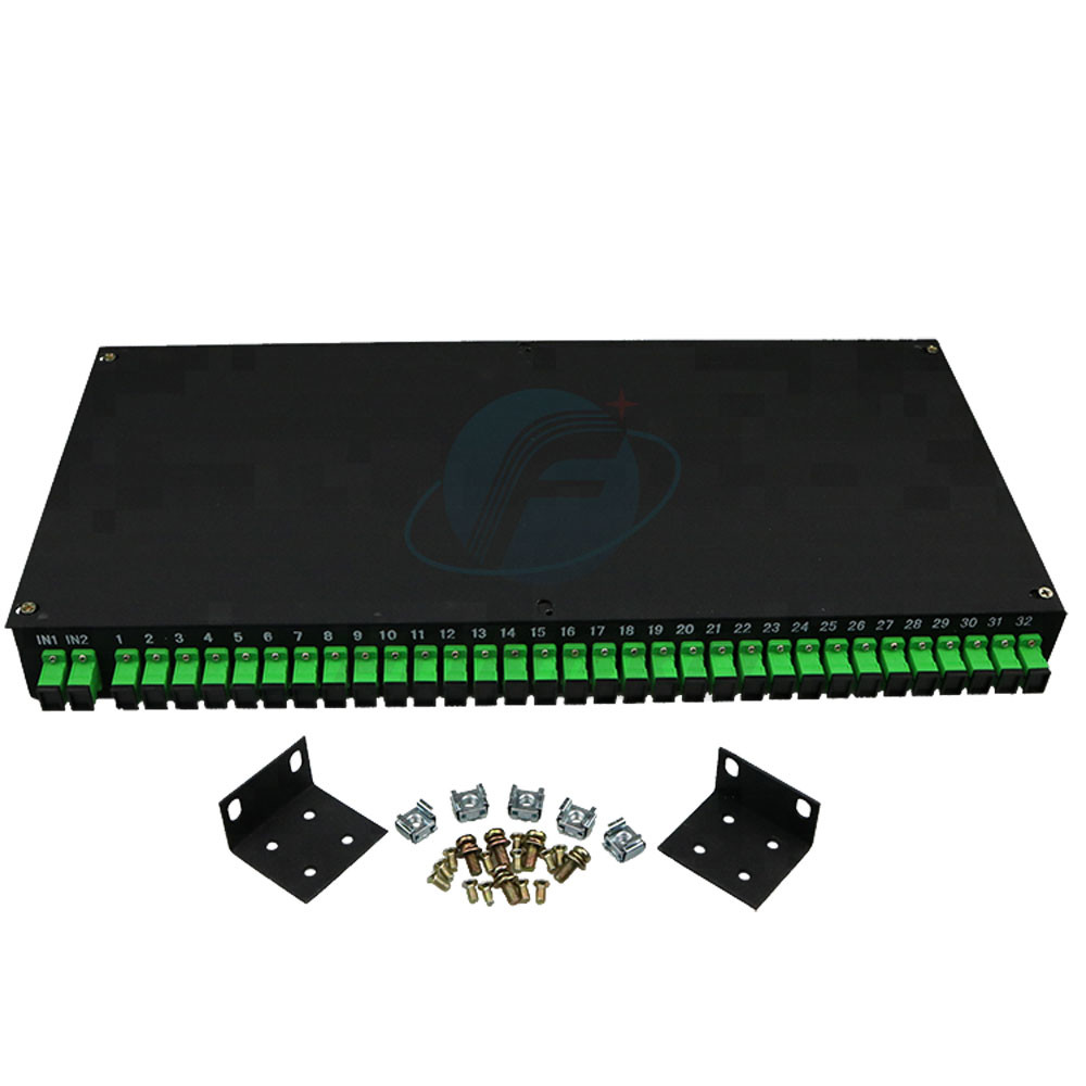 2x32 1U PLC Optical Signal Splitter Apc Splitter With SC Adapters 19 Inch