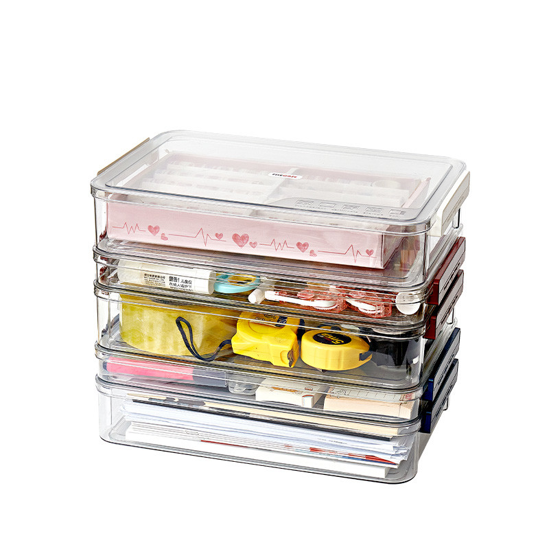 A4 File Documents Portable Project Case Clear Stackable Plastic Art Organizer Containers File Scrapbook Paper Storage Box