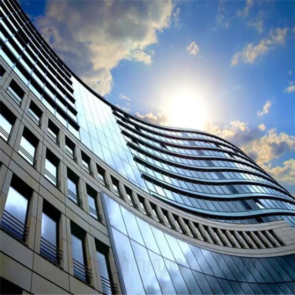Tempered Glass Curtain Wall System Energy Saving Curved Glass Exterior Wall