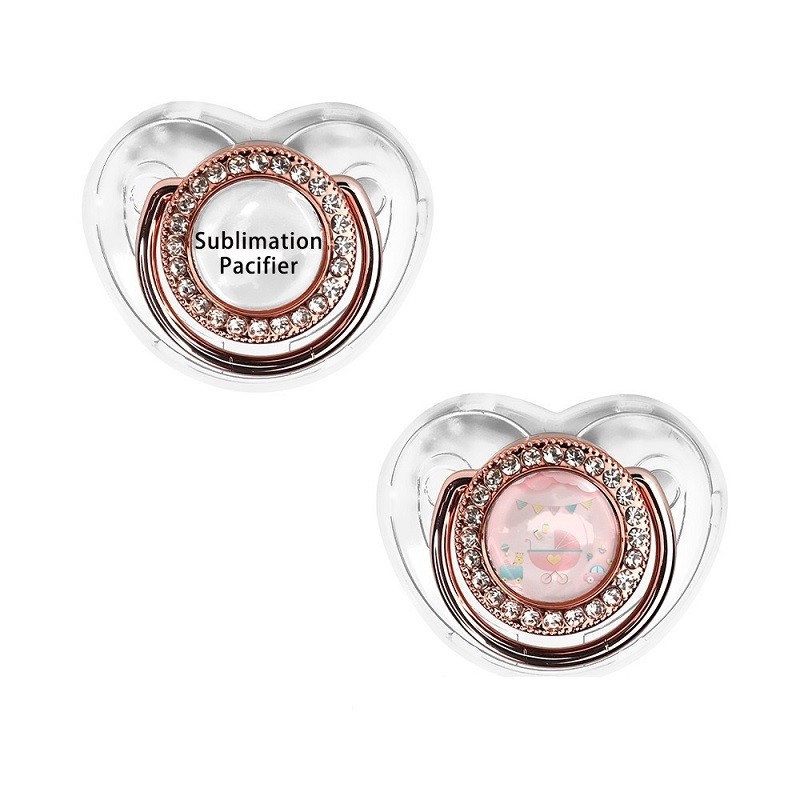 Personalized Bling Sublimation Blank Pacifier With Chain Custom Photo Baby Pacifier Holder