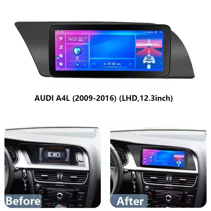 Yuecai 12.3 Inch Car Fascia Frame For 2009-2016 AUDI A4L Car Multimedia Player Android Dash Kits