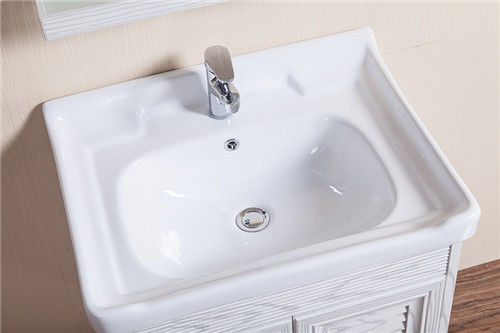 Double Doors Floating Sink Vanity , Wall Mounted Sink Cabinet With Mirror And Shelf