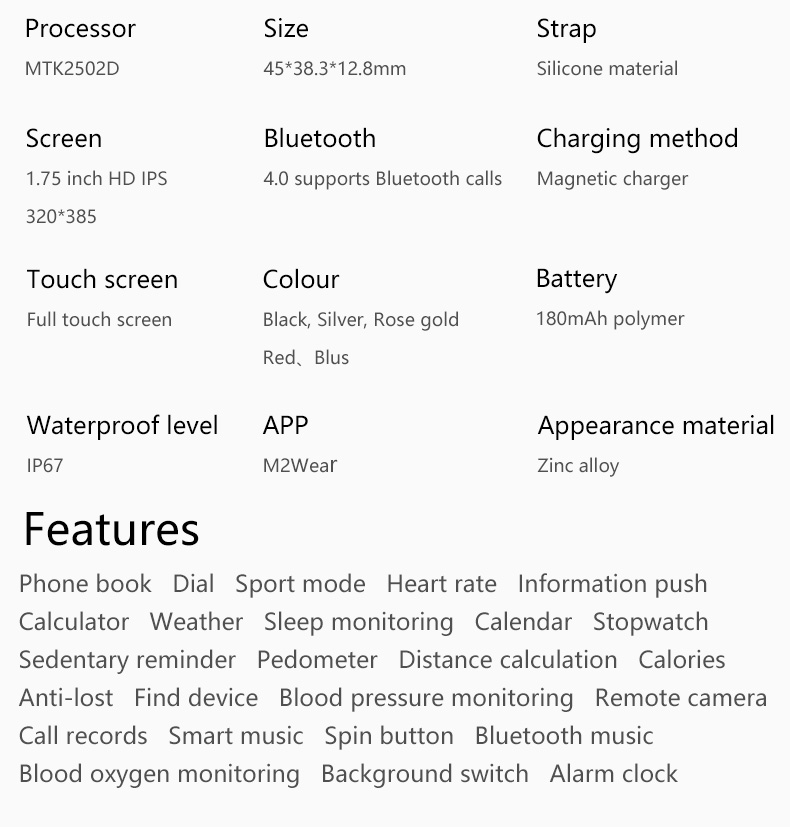 W9 Square Shape Smartwatch Bracelet Steward Charger Ip67 Heart Rate Blood Pressure Bracelet