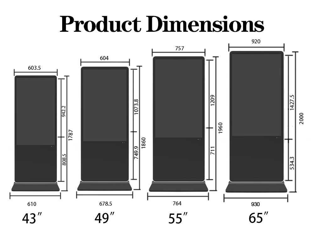 Shopping Malls Android 65 Inch 4ms Floor Stand Lcd Display