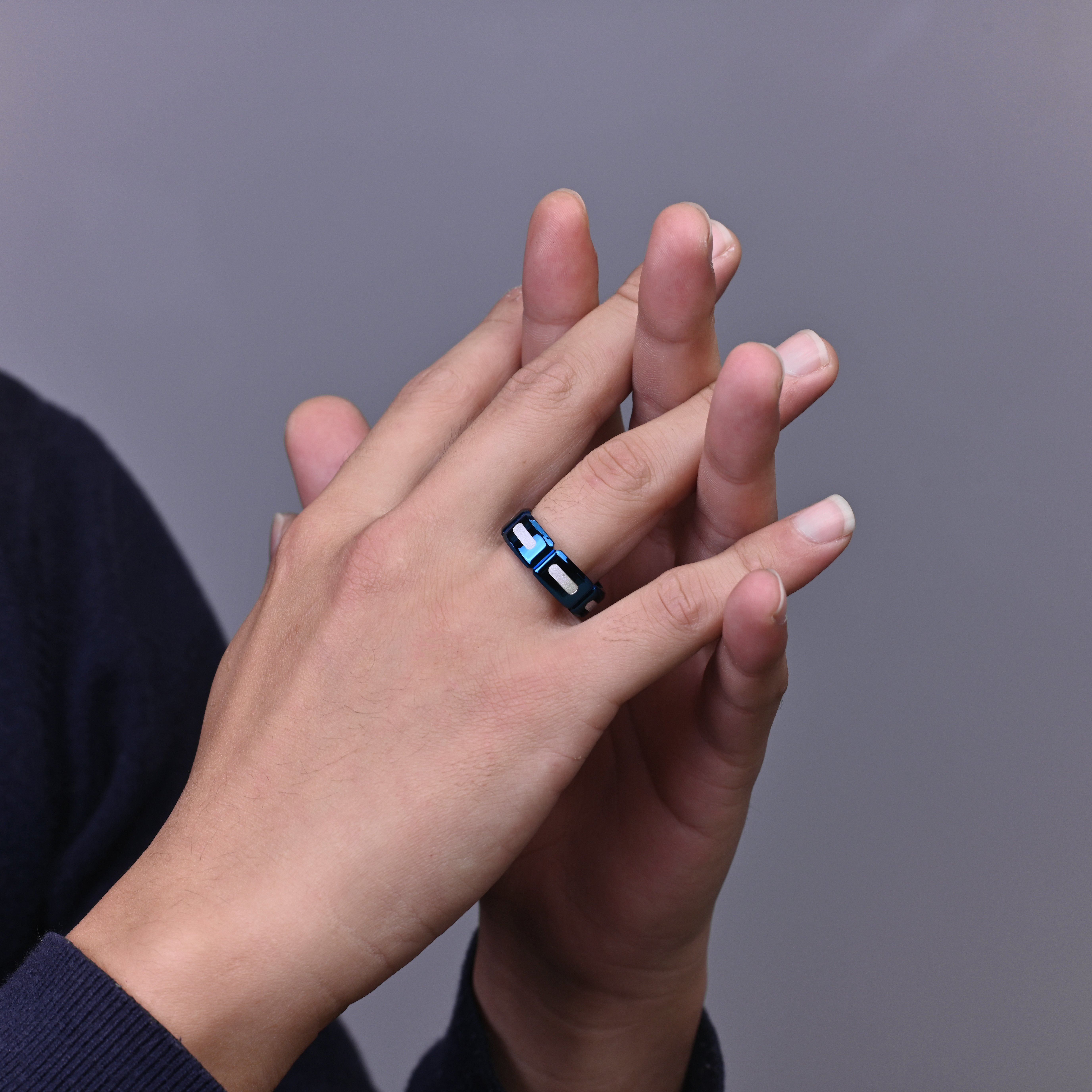 8mm Men's Stainless Steel Wedding Band Relieving Anxiety Polished Inner Finish Ring
