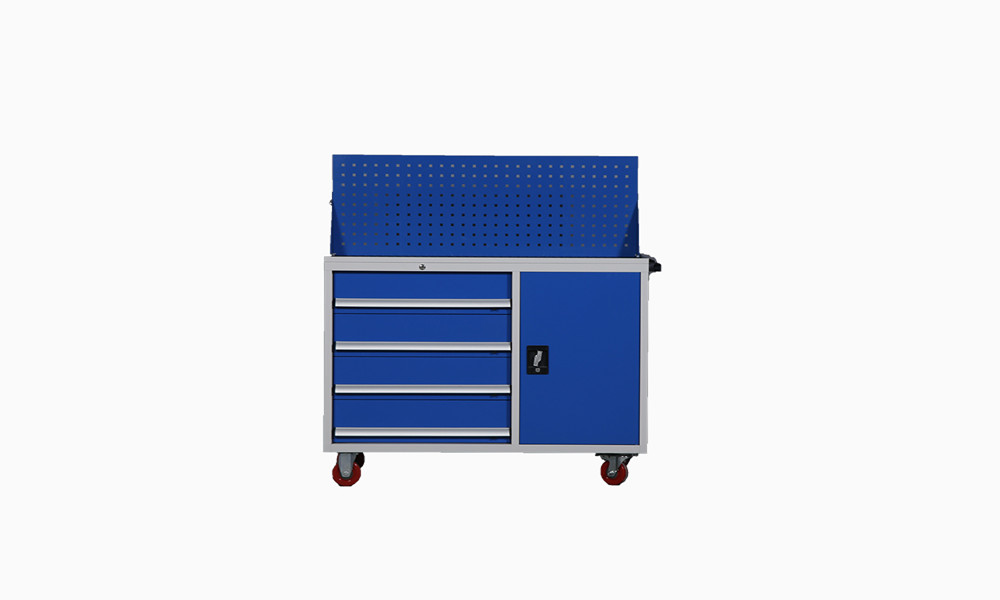 Blue 5 Drawer Mobile Tool Cabinets , ISO9001 Mobile Workbench With Tool Storage