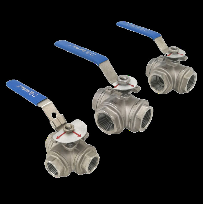 Three-Way Threaded Ball Valve - Ti Ball Valves Gr2 DN 15 Class 150-2500 With Flanges For Water Treatment